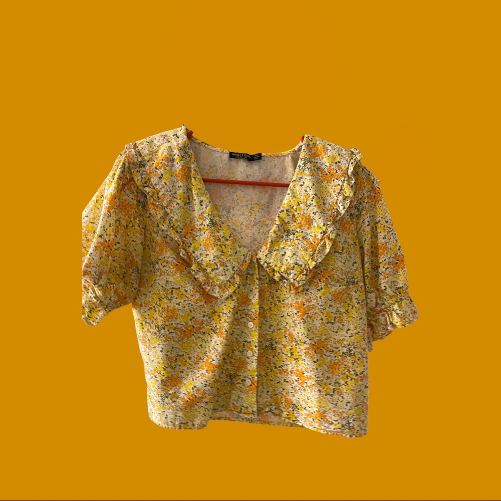 Lot of three (3) retro floral button-down Nasty Gal tops